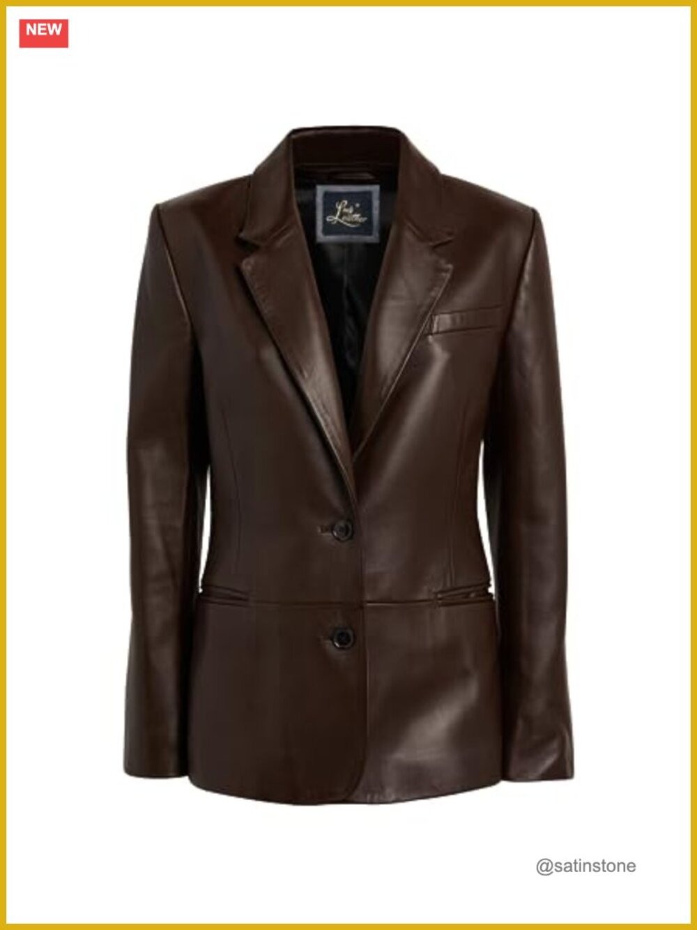 Genuine Lambskin Leather Blazer Women Long Sleeve Notch Collar Suit Jacket